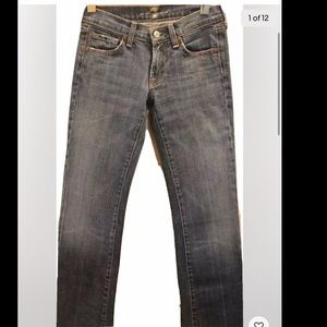 7 Seven For All Mankind Women’s Denim Jeans Embellished Faded Blue  Bootcut  24